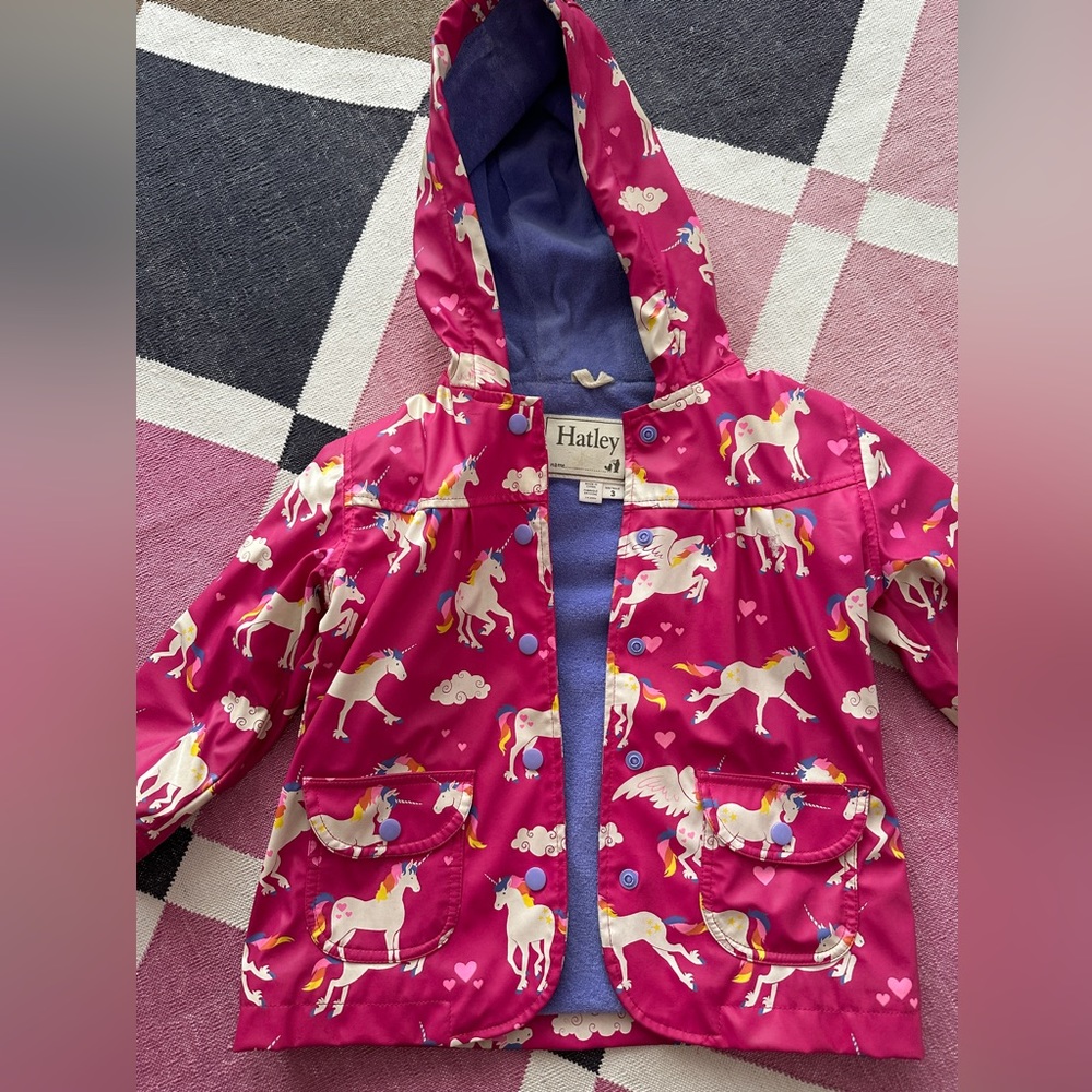 Hatley Unicorn Pink Lined Raincoat